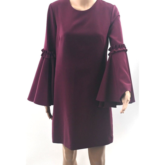 Milly Dresses & Skirts - MILLY Cady Burgundy Red Bell Sleeves Mini Dress 4 Holiday USA Classic Maximalist